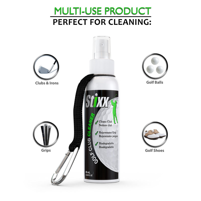 STIXX Golf Club & Grip Cleaner - Best for cleaning all types of clubs, irons & drivers. Cleans & Rejuvenates grips. Restores their natural tackiness. Just spray & wipe. Clean Clubs = Better Golf! - BeesActive Australia