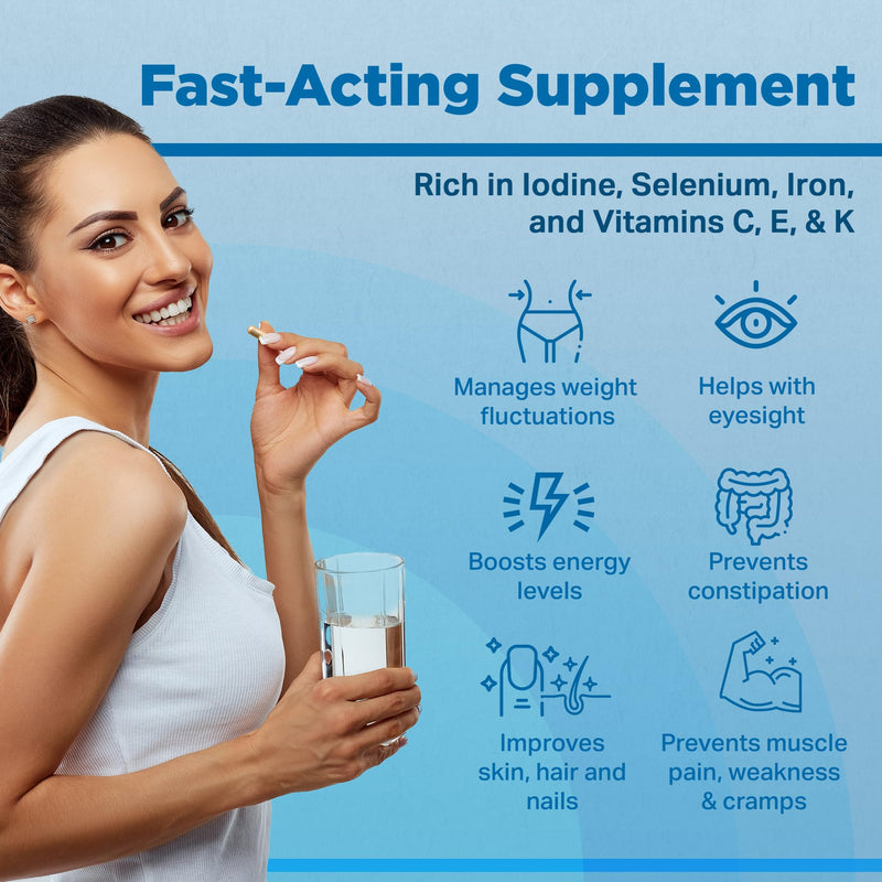 Strength & Spices Natural Thyroxine, Thyroid Support Supplement for Better Mood and Energy, Hormone Balance for Women and Men, Rich in Maca Root, Kelp, Ashwagandha and Brazil Nuts, 1000mg, 60 Capsules - BeesActive Australia