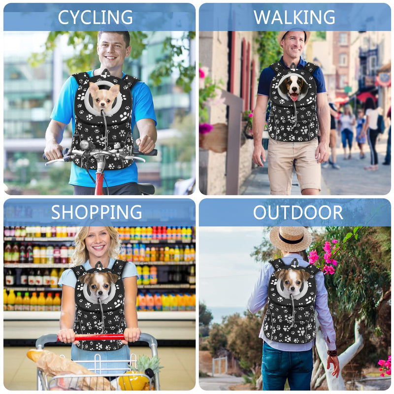Dog Backpack Carrier for Small Dogs Cats Rabbits Cute Mesh Paws Puppy Front Carrier Backpack Breathable Head Out Design with Reflective Safe Pet Carrier Backpack for Travel Outdoor Hiking Medium - BeesActive Australia