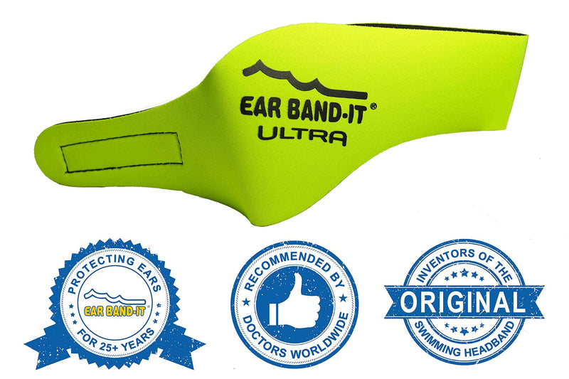 EAR BAND-IT Ultra Swimming Headband - Best Swimmer's Headband - Keep Water Out, Hold Earplugs in - Doctor Recommended - Secure Ear Plugs - Invented by ENT Physician Medium (ages 2 to 8yrs) Yellow - BeesActive Australia