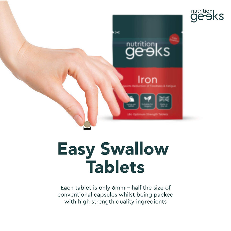 Iron Tablets High Strength 14mg - 365 Tablets, 12 Months Supply - Vegan Iron Supplements for Women and Men - Ferrous Fumarate Energy Tablets, Reduces Tiredness and Fatigue - UK Made Iron Vitamin - BeesActive Australia