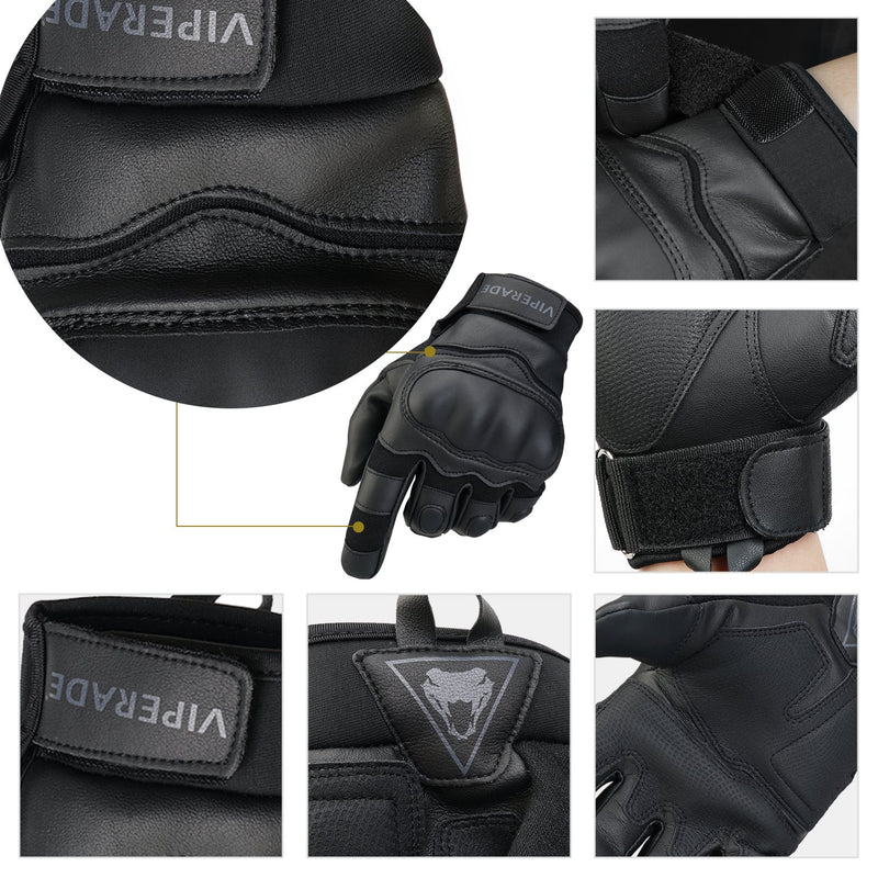 [AUSTRALIA] - Viperade Mens Tactical Gloves Military Rubber Hard Knuckle Outdoor Glove | Heavy Duty Glove | Airsoft Glove | Best for Cycling Hiking Camping Powersports Black Medium 