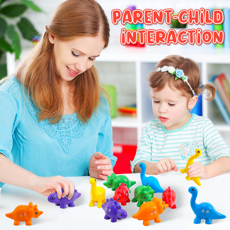 Montessori Learning Toys for Toddlers 1-3, Matching Letters Fine Motor Toy, Double-Sided 26 PCS ABC Dinosaur Alphabet Games for Kids Ages 3-5, Alphabet Learning Dinosaur Set for Kindergarten - BeesActive Australia