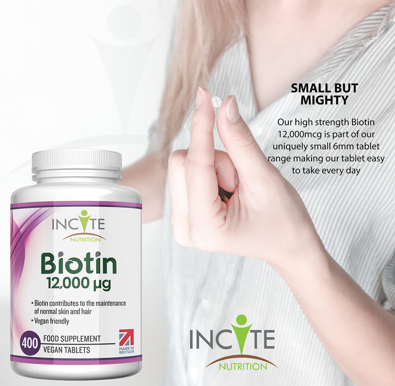 Biotin Hair Growth Supplement 12,000mcg - 400 Tiny 6mm Tablets (Full Year Plus Supply) - Biotin Hair Growth Tablets for Men & Women Biotin Tablets Hair Supplements Hair Support Made in The UK Biotin 12,000mcg - BeesActive Australia