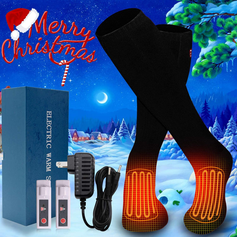 Rabbitroom Heated Socks Women Electric Battery Socks Thermal Insulated Socks for Arthritis, Winter Thick Warm Cotton Sox Heating Foot Warmer, Unisex & USA 6-13 Size Black Medium - BeesActive Australia