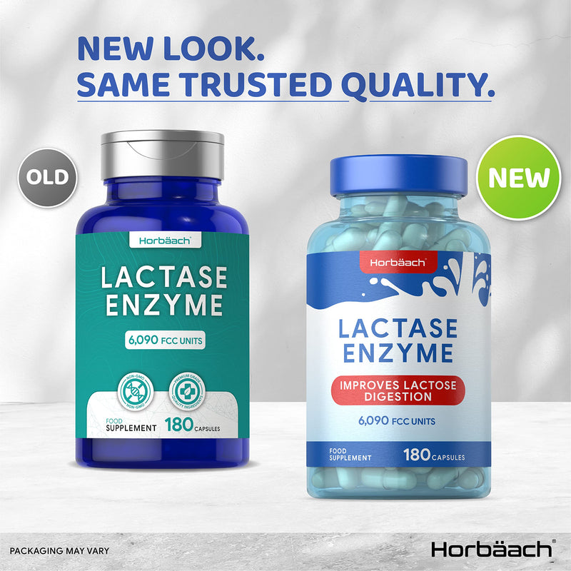 Lactase Enzyme 6,090 FCC Units| 180 Capsules| Improves Lactose Digestion | Food Supplement | by Horbaach - BeesActive Australia