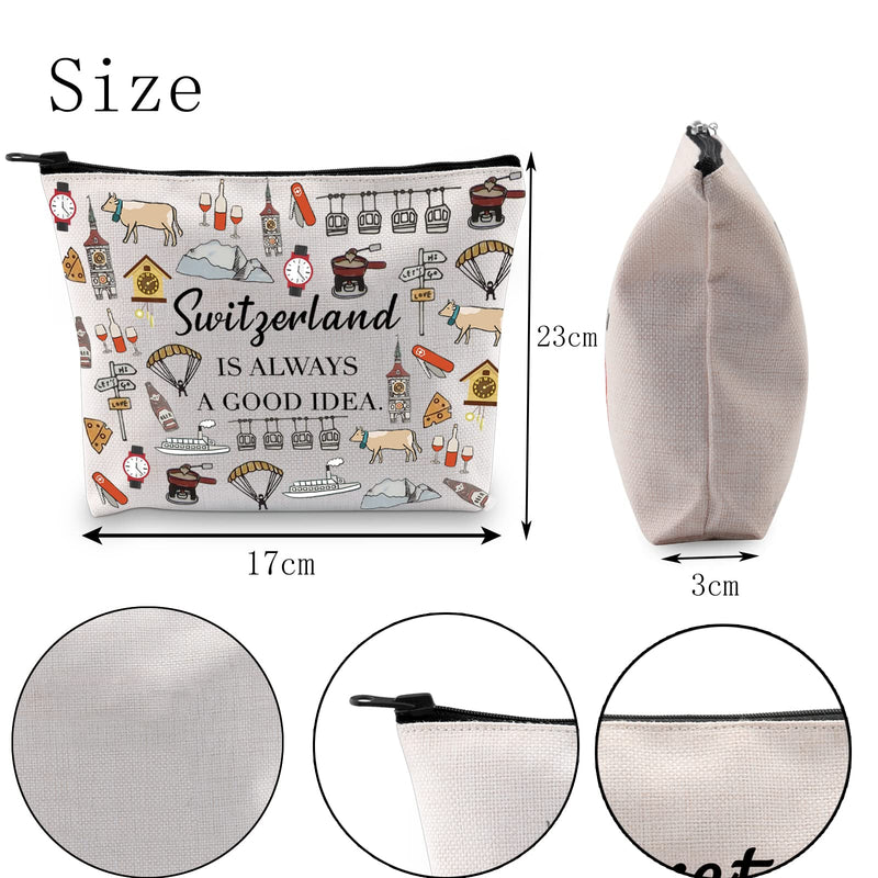 POFULL Swiss Mountains Gift Switzerland Is Always A Good Idea Cosmetic Bag Europe Trip Gift (Switzerland Is Always Cosmetic Bag) Switzerland Is Always Cosmetic Bag - BeesActive Australia