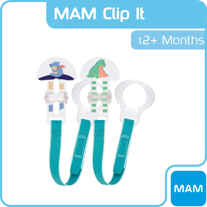 MAM Soother Clips, Pack of 2, Baby Soother Chain Fits All MAM Soothers, Newborn Essentials (Soothers Not Included) Blue - Clips - BeesActive Australia