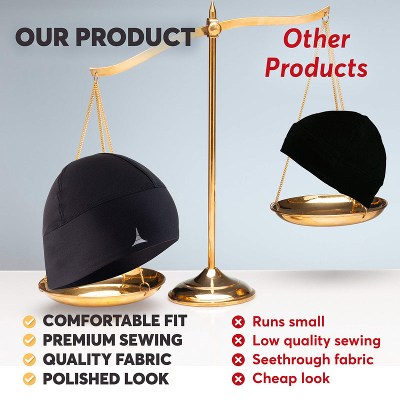 Helmet Liner Sweat Wicking Skull Cap Beanie. Ultimate Performance Moisture Wicking. Fits Under Helmets American Black - BeesActive Australia