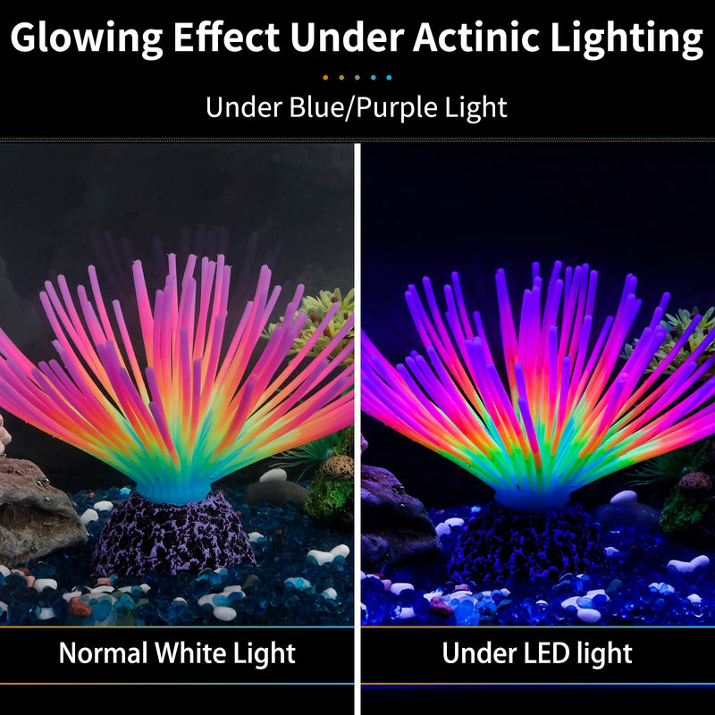 Uniclife Aquarium Imitative Rainbow Sea Urchin Ball Artificial Silicone Ornament with Glowing Effect for Fish Tank Landscape Decoration Rainbow/Green/Blue - BeesActive Australia