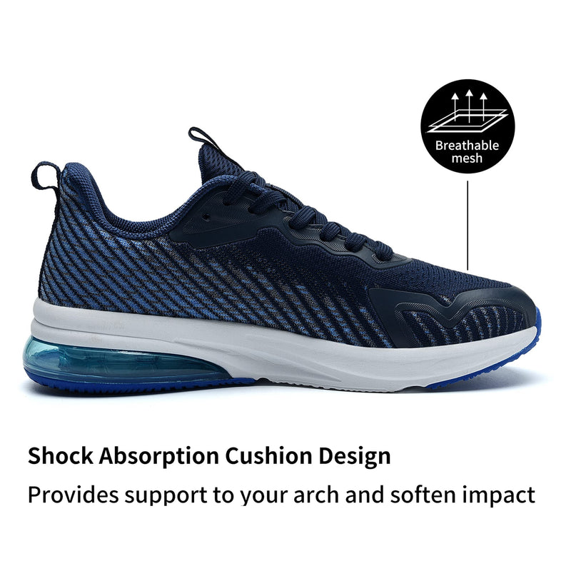 PaSick Mens Air Running Shoes Lightweight Breathable Workout Slip Resistant Sports Athletic Walking Tennis Sneakers 12.5 Darkblue71 - BeesActive Australia