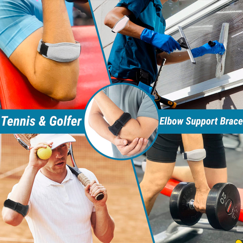 360 RELIEF Tennis & Golfers Elbow Support Brace - Padded Adjustable Strap for Men & Women | Pain Relief Injury Tendonitis Arthritis Basketball Weightlifting | Single Black with Mesh Laundry Bag | One Size - BeesActive Australia