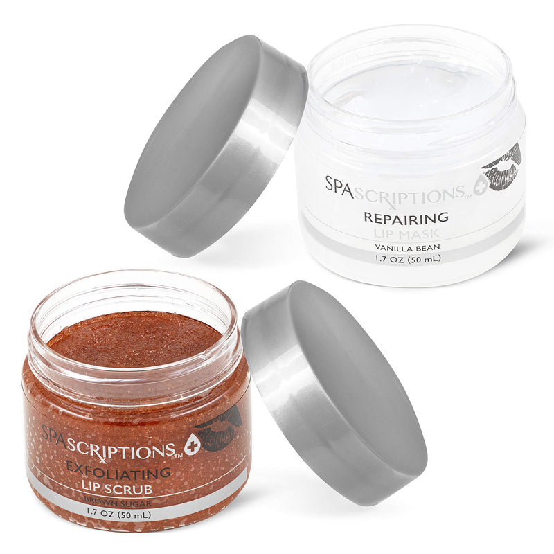 💋 Spascriptions 2-Pack Lip Therapy Treatment to Lip Dryness, Brown Sugar Lip Scrub to Exfoliate and Vanilla Bean Overnight Lip Mask to Repair - BeesActive Australia