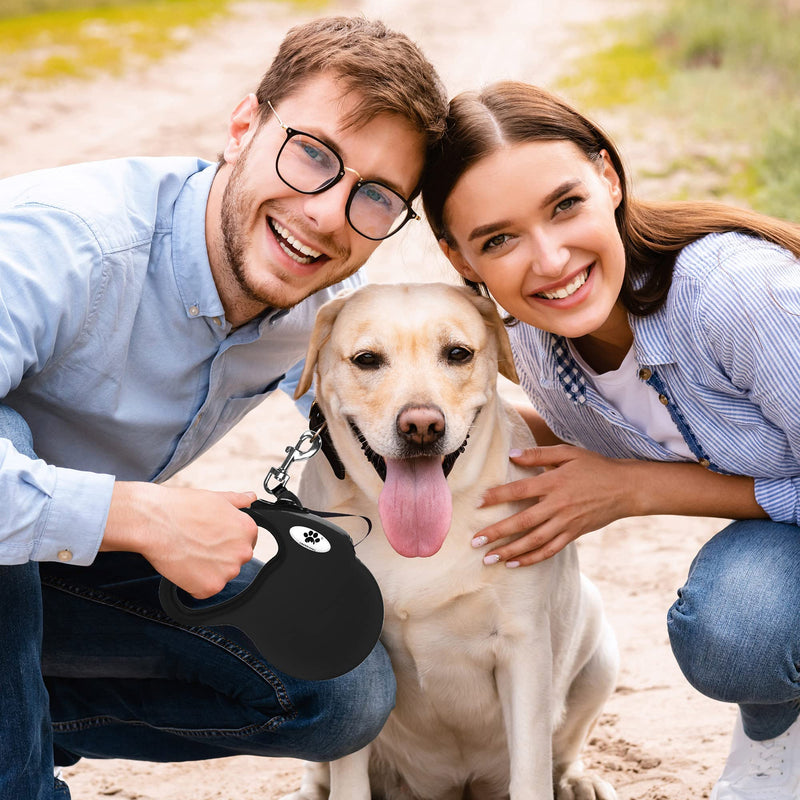 CROWN PAWS 16ft Retractable Dog Leash for Large Breed Dogs up to 110 lbs with a Detachable Chew Proof Extender Wire Ropes Black - BeesActive Australia