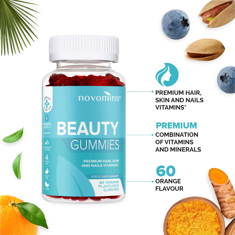 Hair Gummies for Hair Growth - Chewable Hair Vitamins - Biotin - Vegan - Skin Hair Nail Vitamins for Women & Men by Novomins - BeesActive Australia