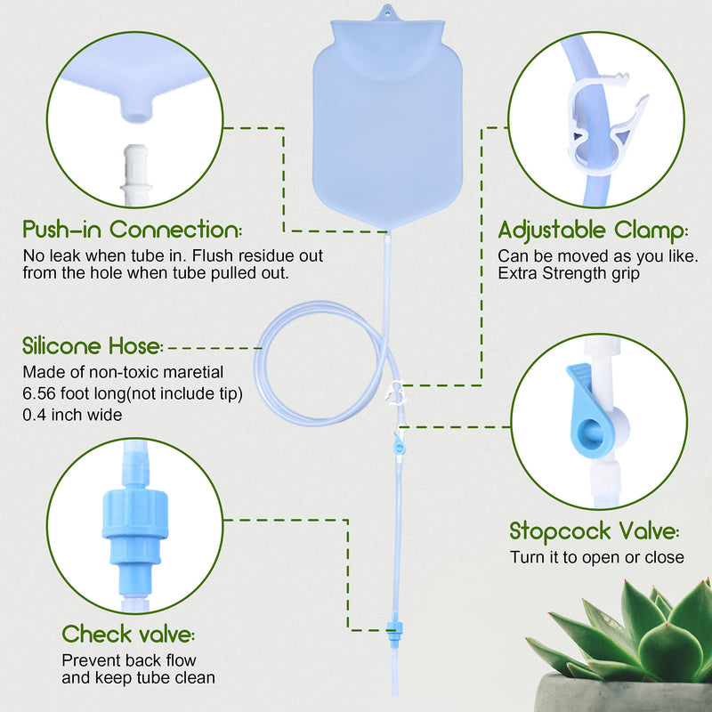 TopQuaFocus 2L Enema Bag Kit for Colon Cleaning Reusable Coffee Enema Bag - 6.5ft Silicone Hose Clear Colon Cleanse Enemas for Women 4 Reusable Tips - BeesActive Australia