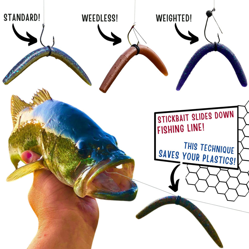 JIGITY - 2 Pack Wacky Rig Tool and O Rings (220 or 340pcs) | Blue + Camouflage Tools for Senkos Stick Bait Neko Ned Finesse Rigging Style Kit Bass Fishing Gear Aluminum Tube (NO Worms or Hooks) 2pk + 220 Black O-Rings - BeesActive Australia