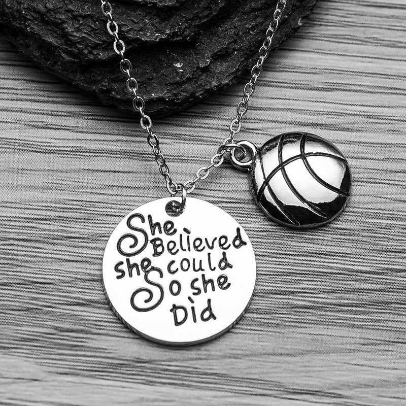 Sportybella Basketball Necklace, Basketball She Believed She Could So She Did Jewelry, Basketball Gifts, Basketball Charm Necklace, for Female Basketball Players - BeesActive Australia