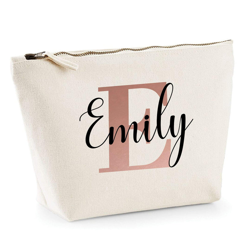 Womens Personalised Rose Gold Initial and Name Makeup Bag - Personalised Birthday Gift Idea for Her - Makeup Holder Travel Mum, S, Black - BeesActive Australia