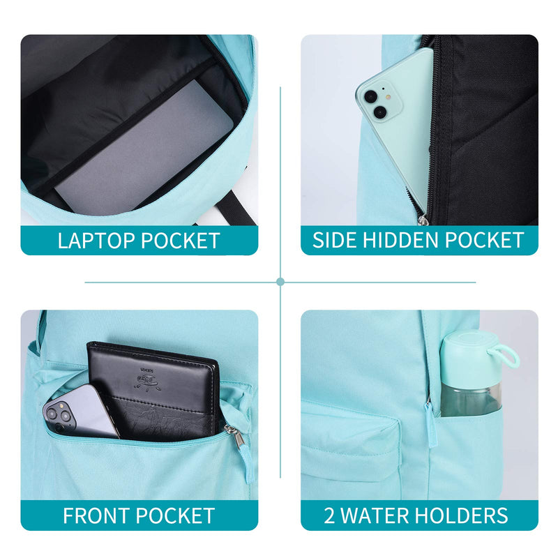 Vorspack Backpack Lightweight School Backpack for College Travel Work for Men and Women Aqua Blue - BeesActive Australia