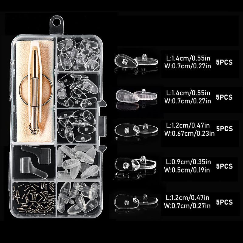 30 Pairs Eyeglass Repair Kit,Soft Silicone Glasses Nose Pads Screw-in Glasses Nose Pads with Screws Screwdriver Tweezers Cleaning Cloth - BeesActive Australia