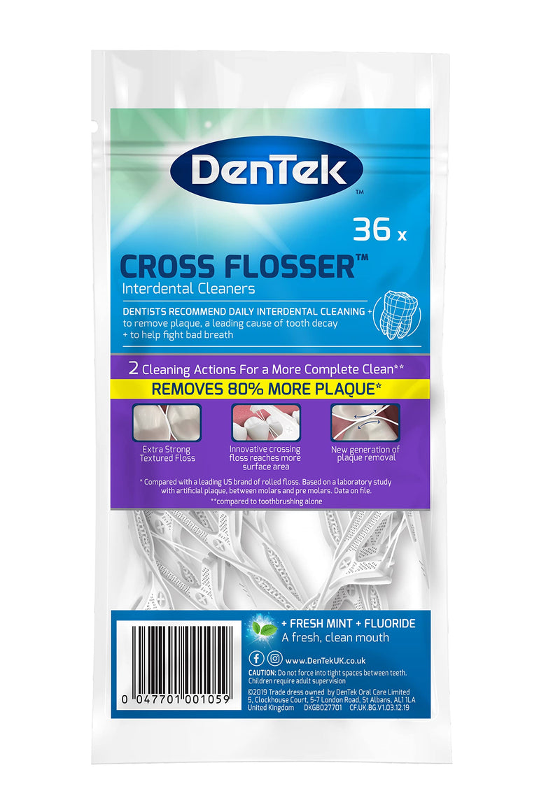 DenTek Cross Flosser Floss Picks - 36 Count x 6 Packs (216 Dental Floss Picks) - BeesActive Australia