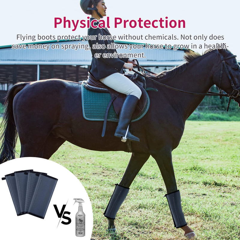 Vooph Fly Boots for Horses, Summer Protection Horse Fly Boots Breathable Plastic Mesh Loose Fitting Leggings for Horses Leg Wraps Reduce Stomping Hoof Damage and Leg Fatigue (Set of 4) - BeesActive Australia