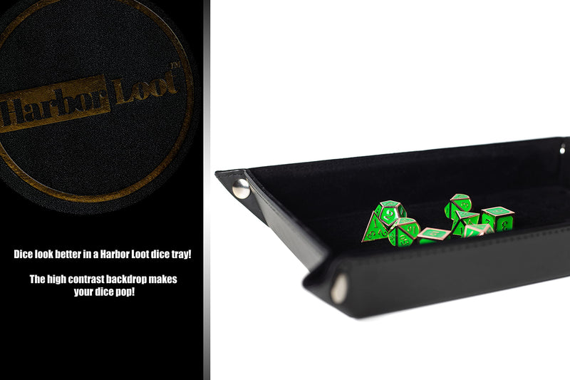 Harbor Loot Brand Black Dice Tray - Perfectly Sized at 8.5 x 11.25 Inches Unsnapped and 6.5 x 9.5 Snapped - Designed by Gamers - Packs Flat, Protects Your Table, and Keeps Dice Where They Belong - BeesActive Australia