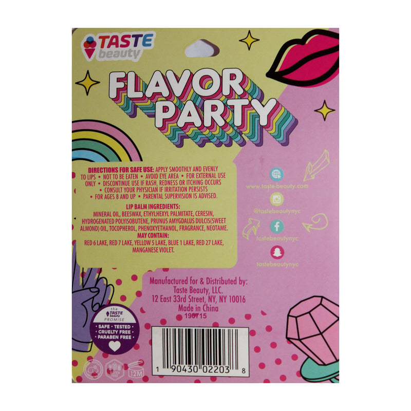 Taste Beauty (1) 5pc Set Lip Balm Sticks - Flavor Party wit Unicorn, Rainbow, More - Flavors: Strawberry, Passion Fruit, Cherry, Raspberry, Mystery - 0.12 oz Each - BeesActive Australia