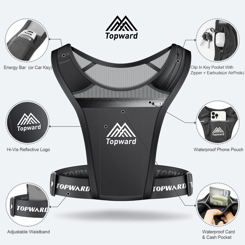 Topward Running Phone Holder Vest for Men Women Jogging Walking Exercise & Gym Workout. Water Resistant Cell Phone Holder for All Smartphones. Adjustable Strap,Key Pocket, Hydration Water Bottle Pouch - BeesActive Australia