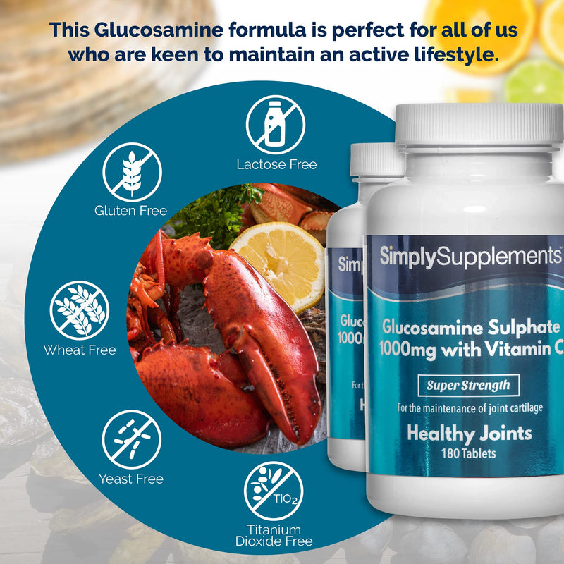 Glucosamine 1000mg with Vitamin C | Premium-Grade Glucosamine | 180+180 (360) Tablets | Manufactured in The UK - BeesActive Australia