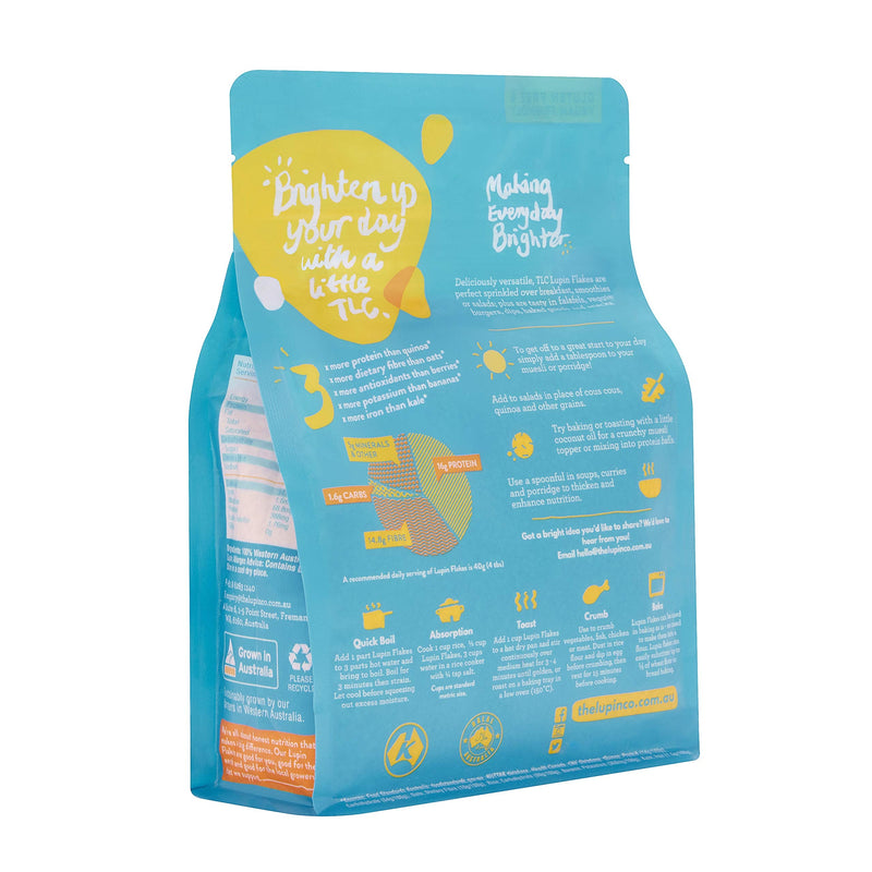 TLC Lupin Protein Flakes - 400g pack. Vegan, Gluten-Free, Low-carb, Keto. 40% Protein, Complete Protein Source. 100% Natural Product. - BeesActive Australia