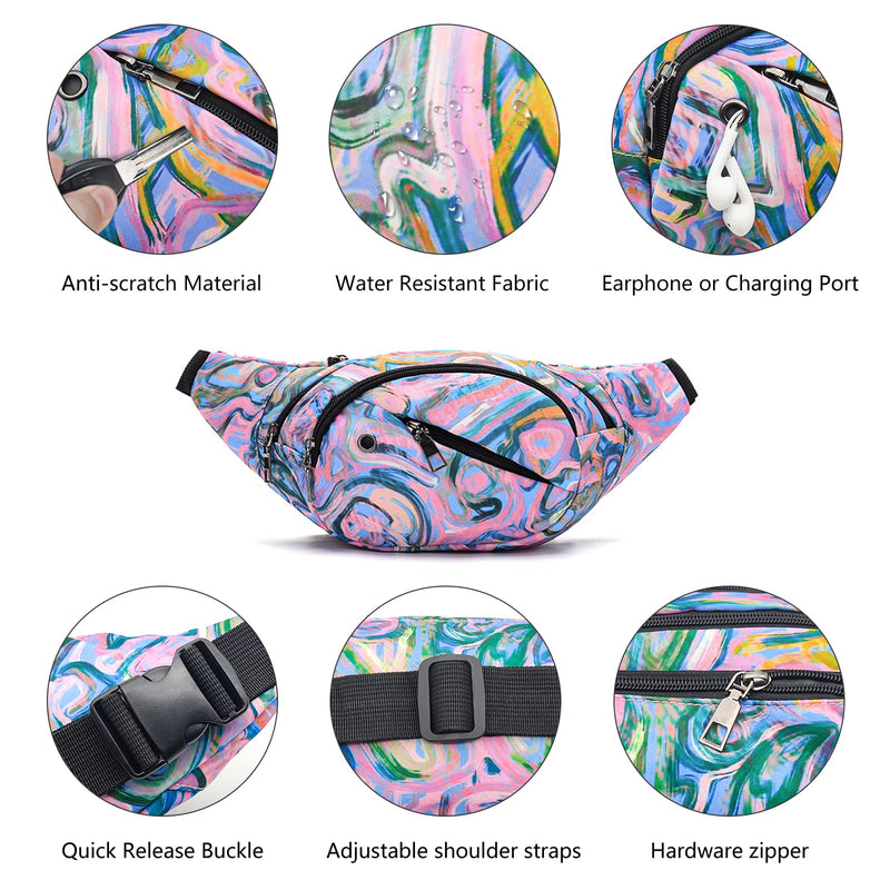 Fanny Pack for Men Women - Long Keeper Multifunction Waist Bag Water Resistant Chest Bag Adjustable Belt Walking Running (Purple) Purple - BeesActive Australia