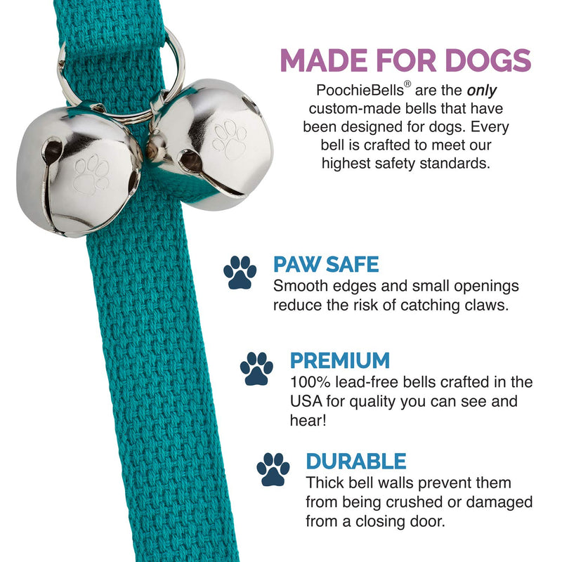 PoochieBells The Original Dog Potty Training Doorbell, Premium Cotton Webbing Collection Teal - BeesActive Australia