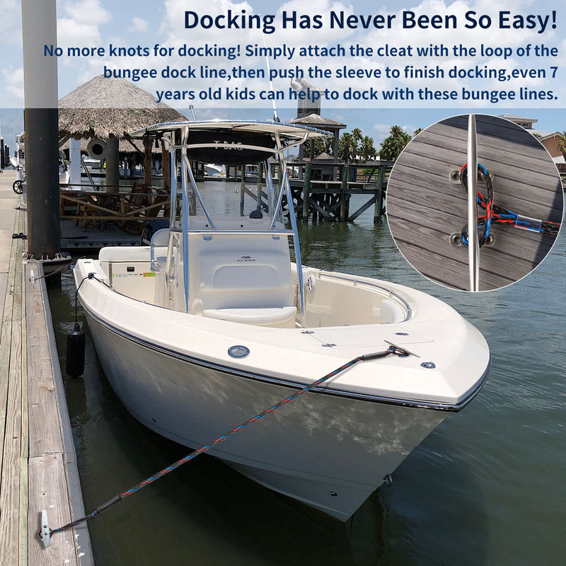 Botepon Boat Bungee Dock Lines, Mooring Lines, Boating Gifts for Men, Boat Accessories, Pontoon Accessories, Perfect for Bass Boat, Jet Ski (4 Feet) 4 feet stretches to 5 1/2 feet - BeesActive Australia