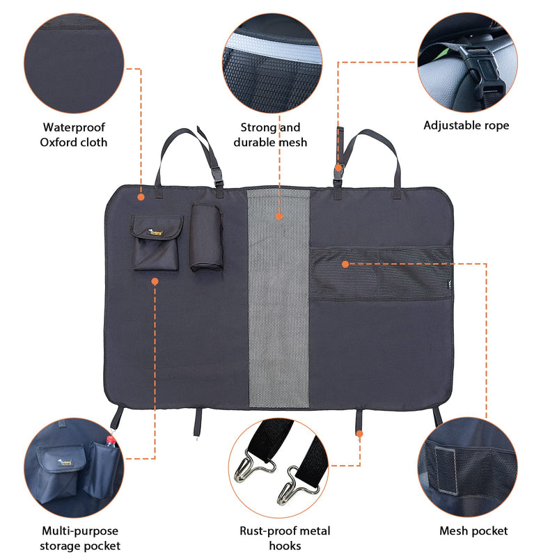 HAIKUADAY Dog Car Net Barrier 48" with Storage Bag and Adjustable Rope,Easy Install,Reduce Pets and Children Interfering,Mesh Backseat Barrier for Suvs,Trucks and Jeeps - BeesActive Australia