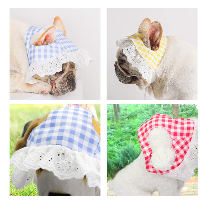 Dog Hat, YAODHAOD Summer Pet Lace Baby Hat Princess Sun Cap, Adjustable Dog Outdoor Sport Sun Protection Visor Sunbonnet Outfit with Ear Holes for Small and Medium Dog L (Pack of 1) Yellow - BeesActive Australia
