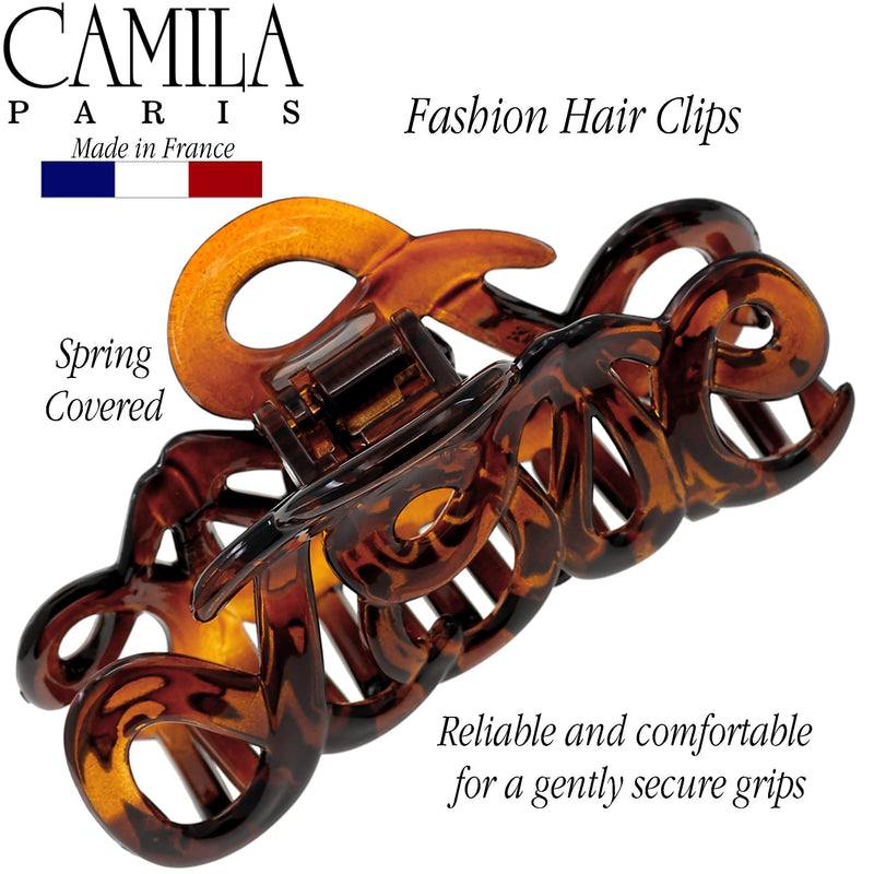 Camila Paris CP1380 French Hair Clip for Women, 3.25 inch Girls Hair Claw Clips Jaw Tortoise Cellulose, Fashion Durable and Styling Hair Accessories for Women, Strong Hold No Slip Grip, Made in France 3.23 Inch (Pack of 1) Brown - BeesActive Australia