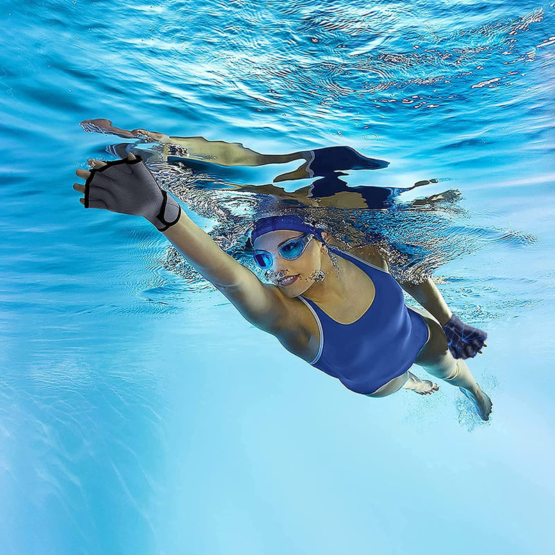 Aquatic Glove Open Finger Webbed Swimming Glove Elastic Nylon Water Training Paddle Adjustable Diving Hand Swim Gear Glove for Men Women Fitness Surfing Sport Hand Fin Diving Hand Web Equipment Medium - BeesActive Australia