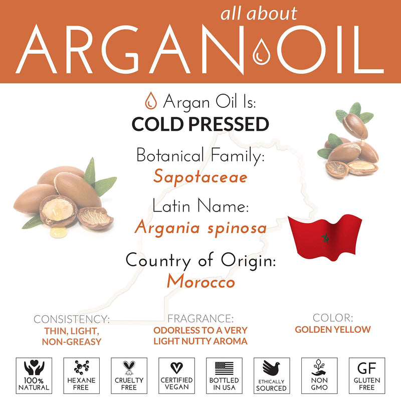 artnaturals Organic Morrocan Argan Oil - 4 oz - for Hair, Face & Skin - 100% Pure Grade A Triple Extra Virgin Cold Pressed from The kernels of The Argan Tree - BeesActive Australia