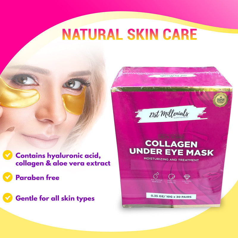 30 Pairs, Collagen Moisturizing And Treatment, Under Eye 24K Gold Patches, Undereye for Puffy Eyes, Wrinkles, Eye Bags, Dark Circles, And Anti-Aging. Will Brighten And Tighten Up Under Eyes. - BeesActive Australia