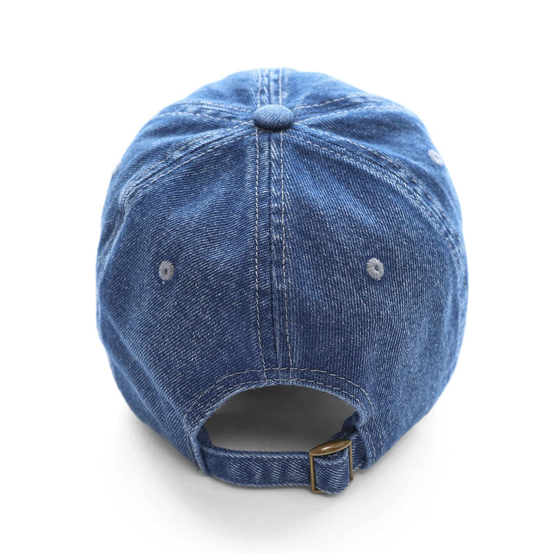 Dubinik Washed Distressed Cotton Denim Criss-Cross Ponytail Hat Baseball Cap Bundle Hair Tie Denim Blue-q - BeesActive Australia