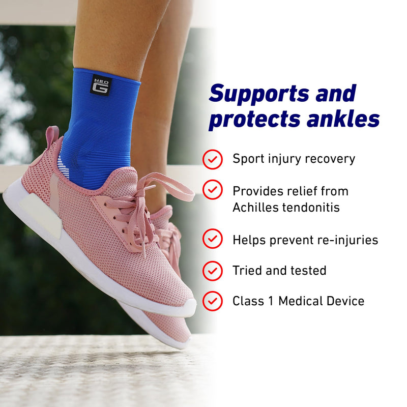 Neo G Ankle Support for Sprained Ankle, Achilles Tendonitis Support, Injured or Weak ankles, Arthritis - Ankle Brace Foot Support for Ligament Damage. Multi Zone Compression - Airflow Plus - M MEDIUM: 20 - 23 CM - BeesActive Australia