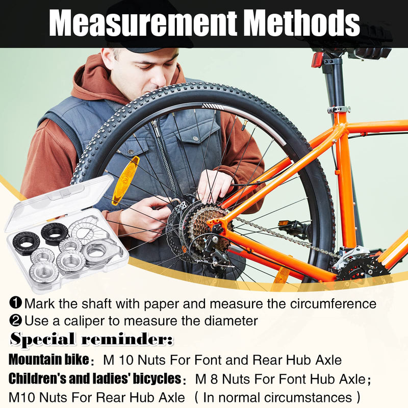12 Pcs Bike Wheel Axle Nut and Safety Washer Kit 3 Sizes Bicycle Hub Flanged Hardware Nuts Steel Flange Nuts Wheel Retaining Bicycle Hook Hub Parts for Front and Rear Bike Wheel Mountain Road - BeesActive Australia