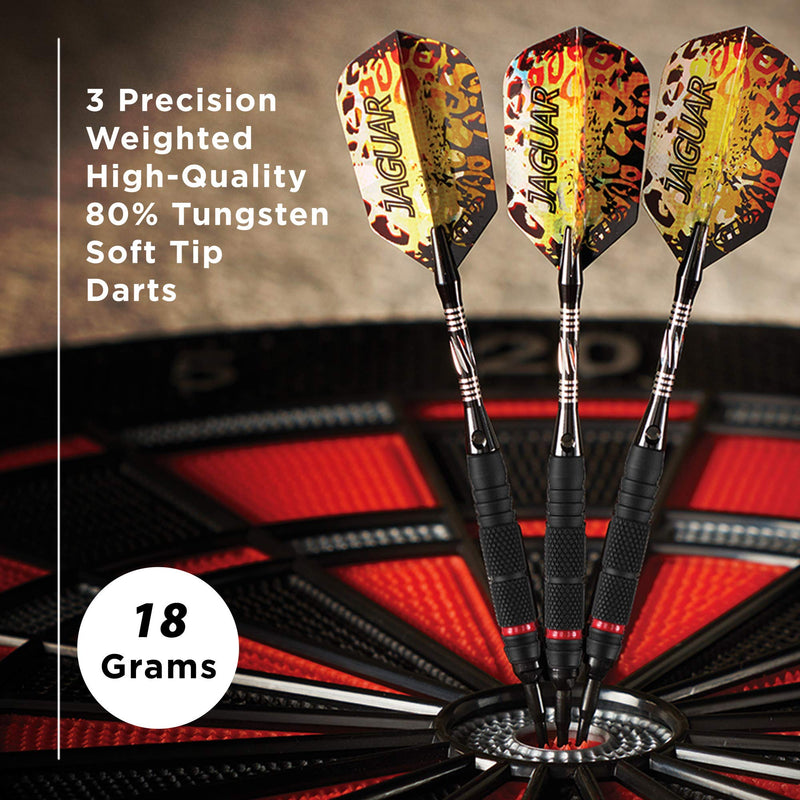 [AUSTRALIA] - Viper Jaguar 80% Tungsten Soft Tip Darts with Storage/Travel Case, 18 Grams Medium Knurling 