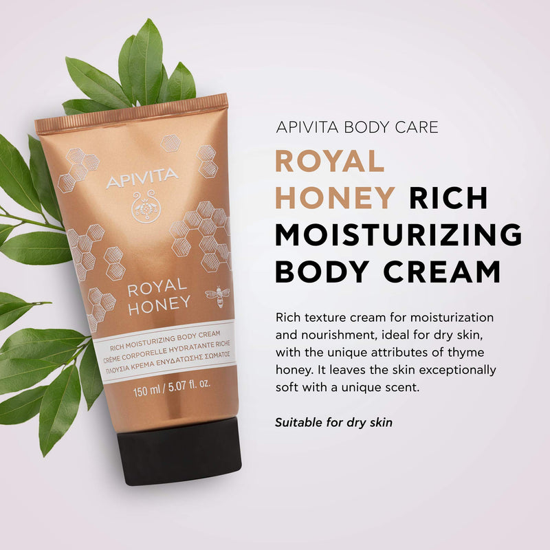 APIVITA Royal Honey Rich Moisturizing Body Cream 5.07 fl.oz. | Lotion For Dry Skin with Honey and Beeswax to Moisturize, Hydrate and Nourish the Skin - BeesActive Australia