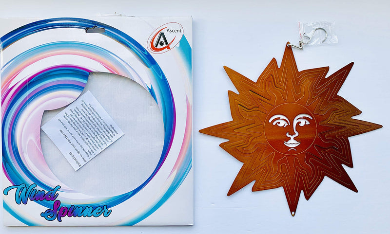 Dundee Deco W1207 Wind Spinner in Gift Box - 3D Hanging Indoor Outdoor Yard Garden Decoration - Mandala - Pointed Sun - Copper - 12 inch - Unique Gift Idea for Men Women, Souvenir, Present - BeesActive Australia