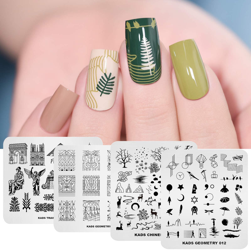 KADS 20Pcs Nail Stamp Plates set Nails Art Stamping Plates Leaves Flowers Animal Chinese Style Nail plate Template Image Plate - BeesActive Australia