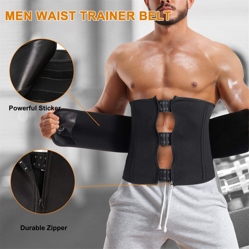 TAILONG Mens Waist Trimmer Belt Neoprene Waist Trainer for Weight Loss Slimming Body Shaper Workout Belly Band Sports Girdles Black Small - BeesActive Australia
