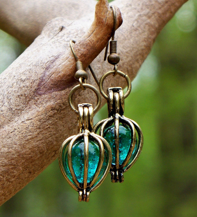 Recycled Vintage Mason Jar Brass Drop Earrings - BeesActive Australia